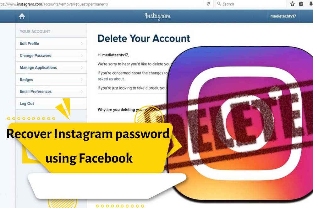 Recover Instagram password using Facebook