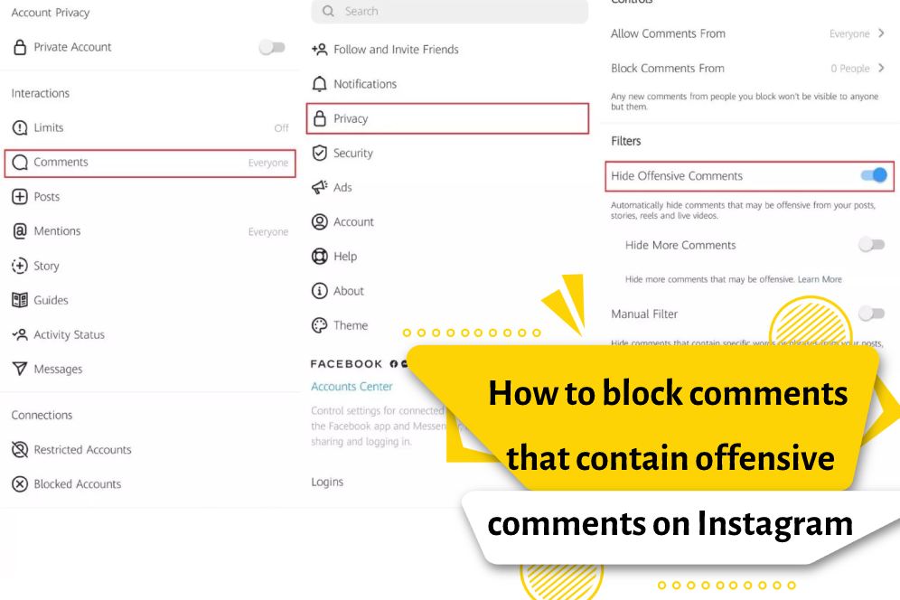 How to block comments that contain offensive comments on Instagram