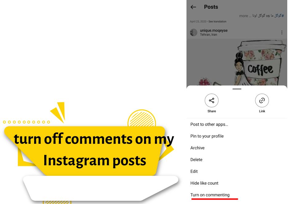 turn off comments on my Instagram posts
