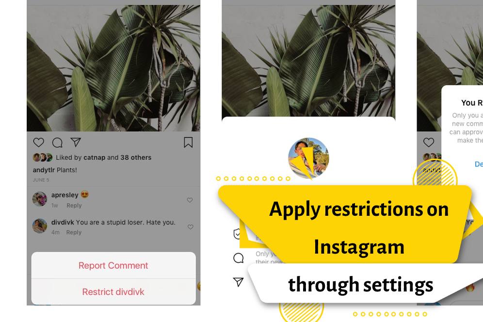 Apply restrictions on Instagram through settings