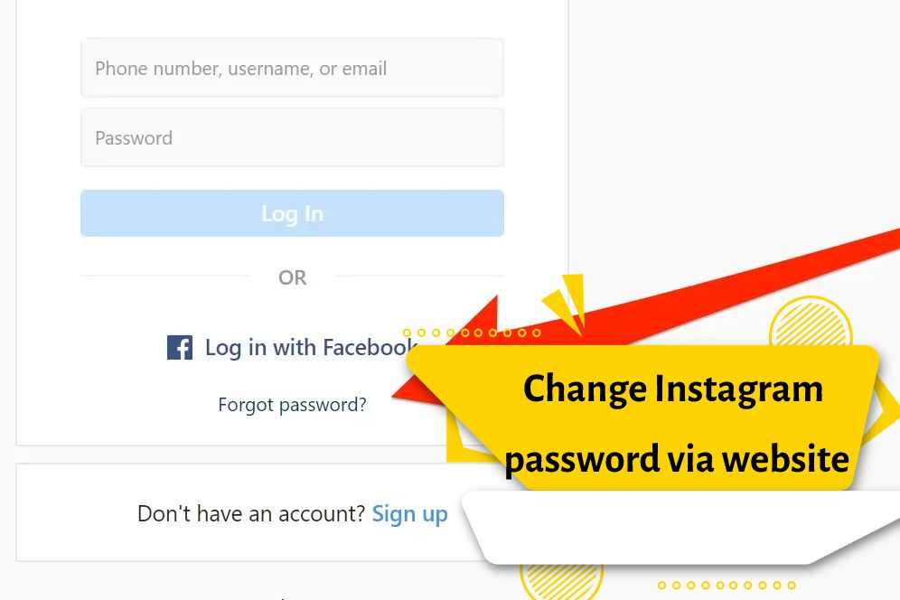 Change Instagram password via website