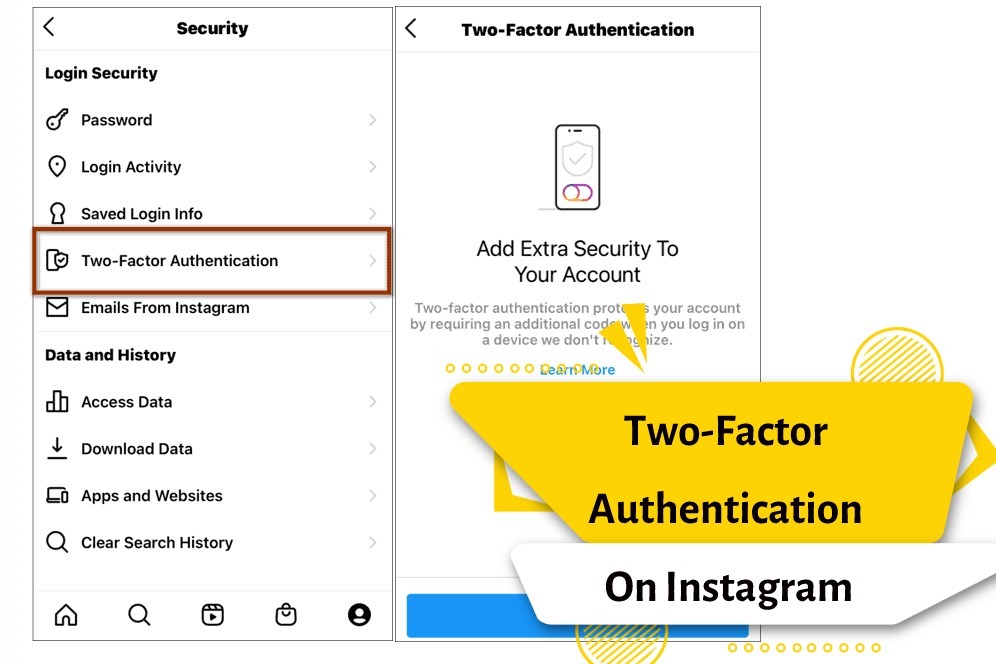 two-factor authentication instagram code