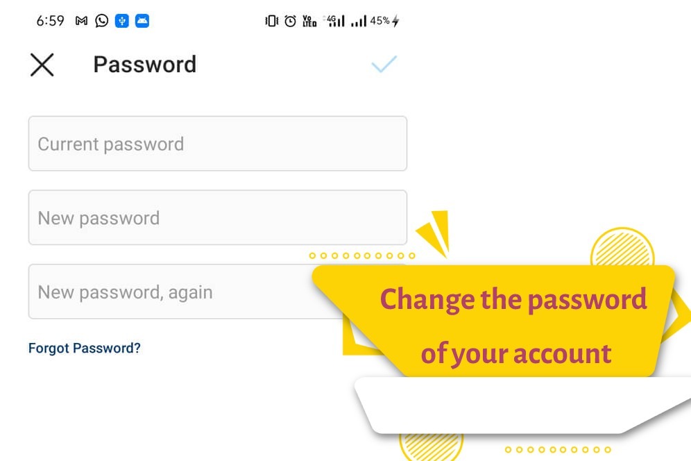 Change the password of your account