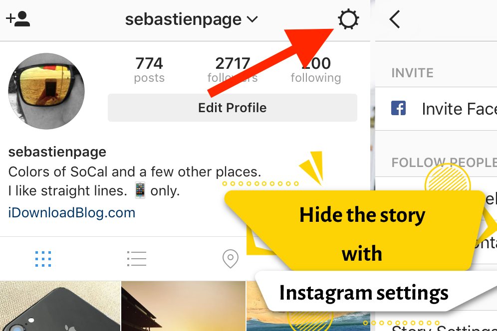 Hide the story with Instagram settings