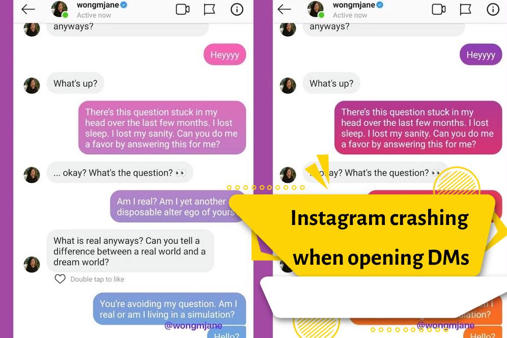 Instagram crashing when opening DMs